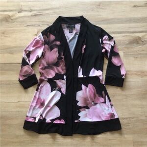 Frank Lyman Design Black and Pink Floral Cardigan